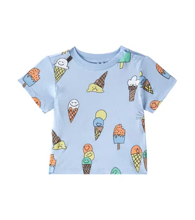Stella Mccartney Baby Bedrucktes T-shirt Aus Baumwoll-jersey In Blau