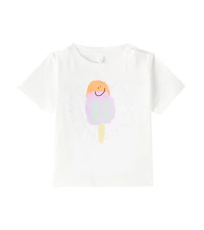 Stella Mccartney Baby Printed Cotton Jersey T-shirt In Ivory