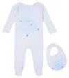 Stella Mccartney Baby Printed Cotton Onesie And Bib Set In Blue