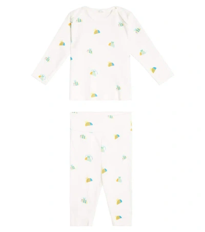 Stella Mccartney Baby Printed Cotton Pajamas In Ivory/colourful