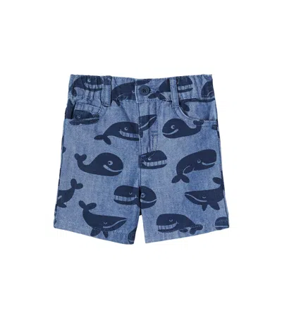Stella Mccartney Baby Printed Denim Shorts In Blue