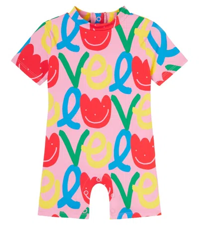 Stella Mccartney Baby Printed Rashguard Swimsuit In Pink