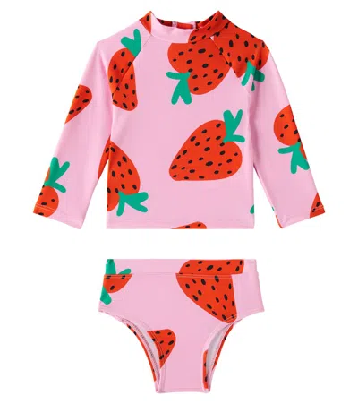 Stella Mccartney Baby Printed Rashguard Swimsuit In Pink