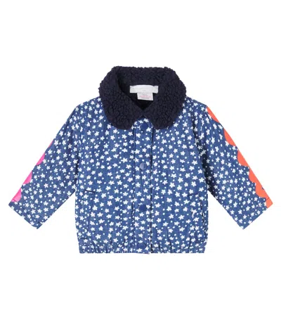 Stella Mccartney Baby Printed Teddy-trimmed Denim Jacket In Blue
