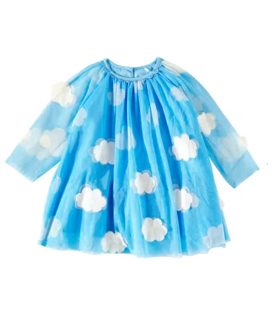 Stella Mccartney Baby Printed Tulle Dress In Blue