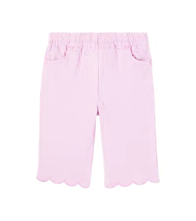 Stella Mccartney Baby Scalloped Cotton-blend Pants In Pink