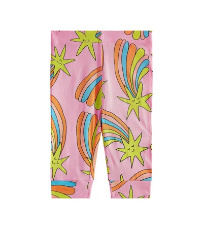 Stella Mccartney Kids Girls Pink Cotton Shooting Star Leggings In Multicolor
