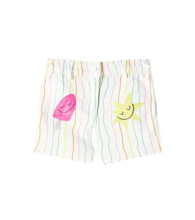 Stella Mccartney Baby Striped Cotton Shorts In White