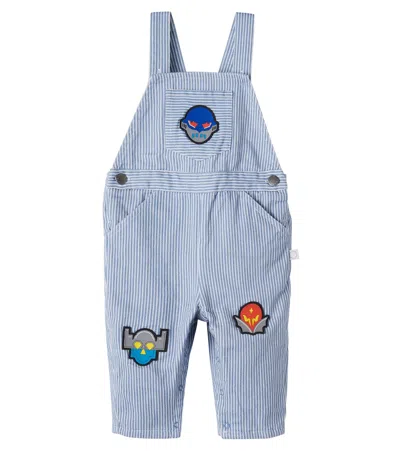 Stella Mccartney Baby Striped Patch-appliqué Denim Overalls In Blue