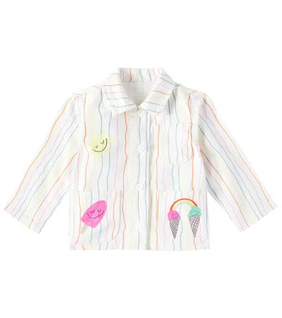 Stella Mccartney Baby Striped Printed Denim Jacket In White