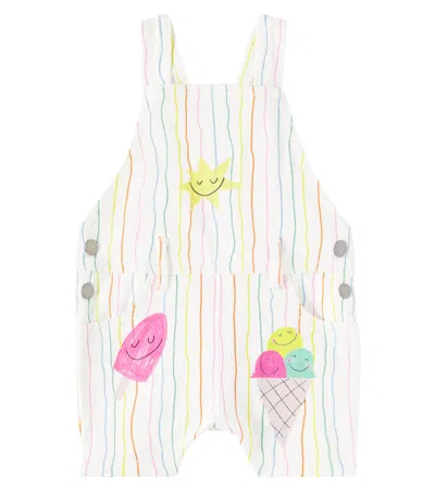 Stella Mccartney Baby Striped Printed Denim Playsuit In White
