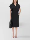 Stella Mccartney Back Slit Midi Dress With Side Pockets In Black