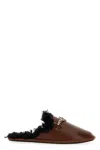 Stella Mccartney Ryder Backless Vegan Plush Teddy-lined Loafers In Brown