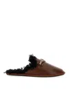 Stella Mccartney Ryder Backless Vegan Plush Teddy-lined Loafers In Brown