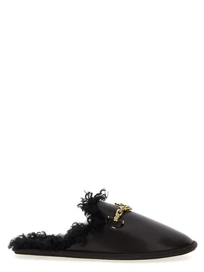 Stella Mccartney Ryder Plush Faux Leather Flat Mules In Brown