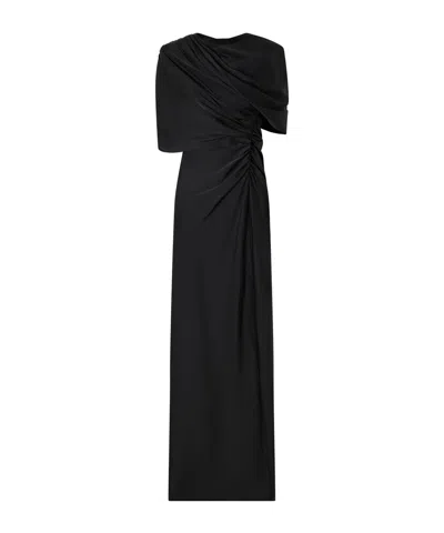 Stella Mccartney Open-back Cape-effect Draped Satin Gown In Black