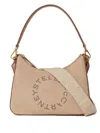 Stella Mccartney Logo-perforated Shoulder Bag In Sand