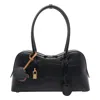 Stella Mccartney 'ryder' Black Medium Handbag With Padlock Detail On The Front And Two Top Handles In Black