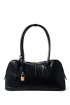 Stella Mccartney 'ryder' Black Medium Handbag With Padlock Detail On The Front And Two Top Handles In Black