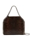 Stella Mccartney Falabella Fold-over Snakeskin-effect Tote Bag In Brown