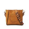 Stella Mccartney Perforated Logo Square Crossbody Bag In Brown