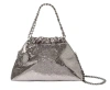 Stella Mccartney Falabella Cracked Metallic Drawstring Crossbody Bag In Gray