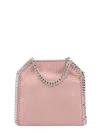 STELLA MCCARTNEY '3CHAIN' TINY PINK TOTE BAG WITH LOGO ENGRAVED ON CHARM IN FAUX LEATHER WOMAN