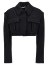 Stella Mccartney Cropped Wool Jacket With Button Closure In Black