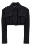 Stella Mccartney Cropped Wool Jacket With Button Closure In Black