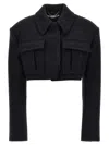 Stella Mccartney Cropped Wool Jacket With Button Closure In Black