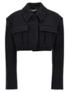 Stella Mccartney Cropped Wool Jacket With Button Closure In Black