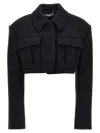 Stella Mccartney Cropped Wool Jacket With Button Closure In Black