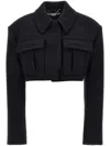 Stella Mccartney Cropped Wool Jacket With Button Closure In Black