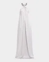 Stella Mccartney Ball-collar Satin Halter Gown In White