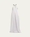Stella Mccartney Ball-collar Satin Halter Gown In White