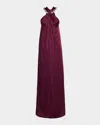 Stella Mccartney Ball-collar Satin Halter Gown In Gray