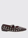 Stella Mccartney Leather Ballerina Flats With Double Straps And Stud Detailing In Brown