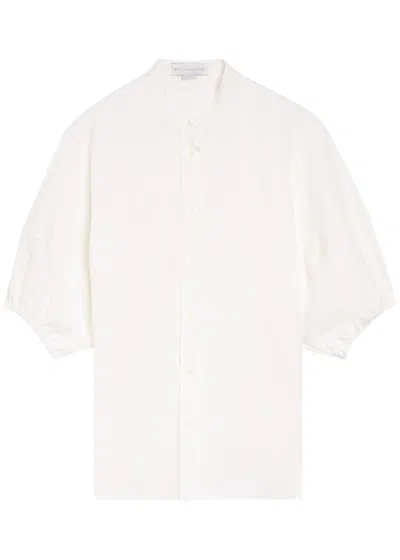 Stella Mccartney Band-collar Puff-sleeve Shirt In White