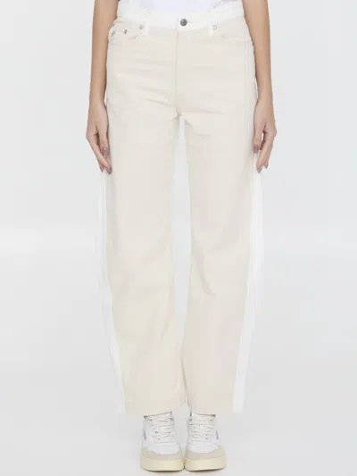 Stella Mccartney Banana Leg Utility Jeans In Beige