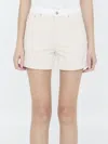 Stella Mccartney Sustainable Denim Workwear-inspired Shorts With Flared Cut In Beige