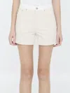 Stella Mccartney Sustainable Denim Workwear-inspired Shorts With Flared Cut In Beige