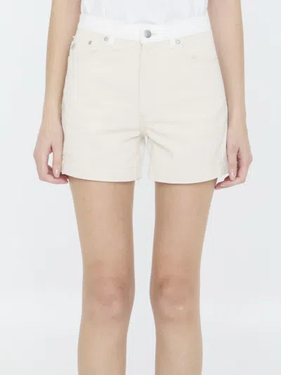 Stella Mccartney Logo Patch Shorts In Beige