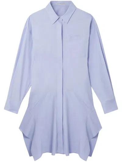 Stella Mccartney Asymmetric Cotton-poplin Shirt Dress In Blue
