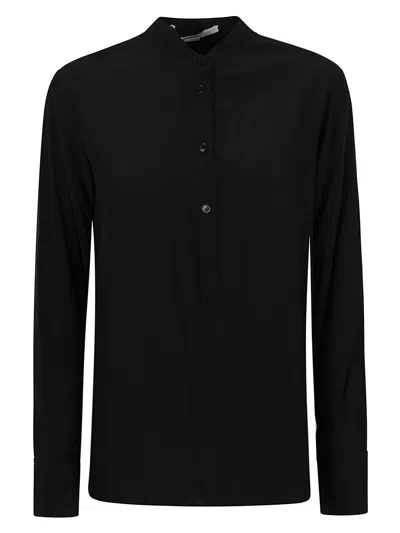 Stella Mccartney Band-collar Long Sleeved Blouse In Black
