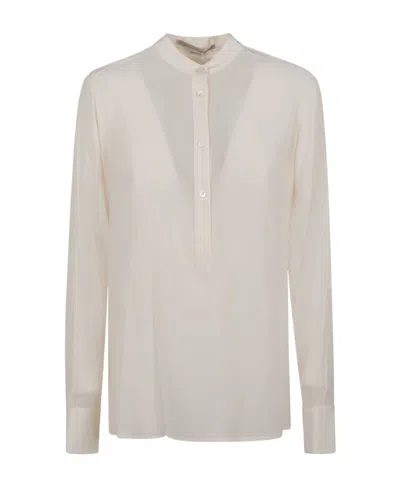 Stella Mccartney Band-collar Silk Blouse In White