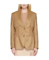 Stella Mccartney Tan Tapered Blazer In Nude