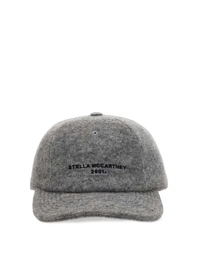 Stella Mccartney Baseball Hat With Logo Embroidery In Grey