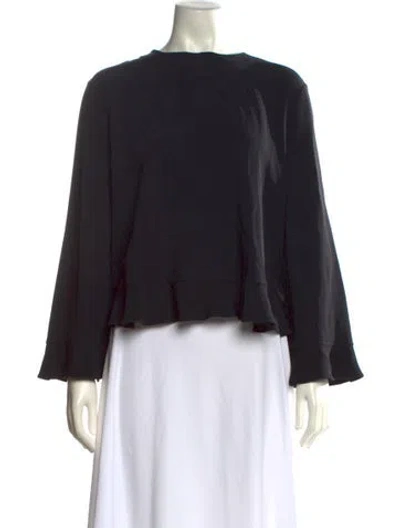 Pre-owned Stella Mccartney Bateau Neckline Long Sleeve Crop Top In Black