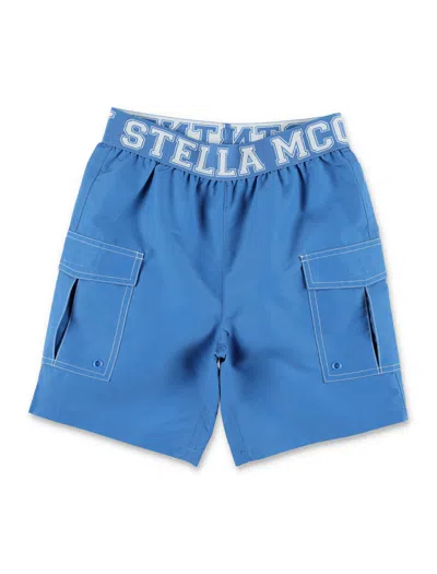 Stella Mccartney Kids' Beach Logo Belt In Blue