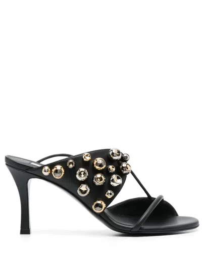 STELLA MCCARTNEY BEAD-EMBELLISHED 90MM ARTIFICIAL-LEATHER SANDALS